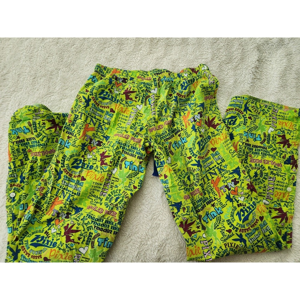 Disney Disneyland Resort Tinker Bell Pajama Pants Women's XS Green All Over... - Picture 6 of 6